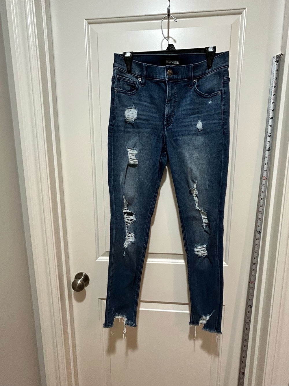 Express womens size 8R High Rise Ankle Stretch Plus Jeans Dark Blue NICE